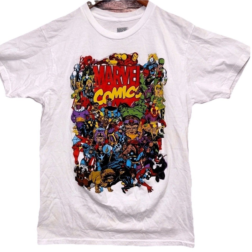 Marvel Comics Classic Characters T-shirt Size Med White Character Collage